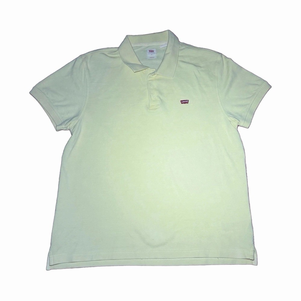 Levi's Polo Shirt Mens L Standard Fit - Pale Yellow - Batwing Logo - Clean